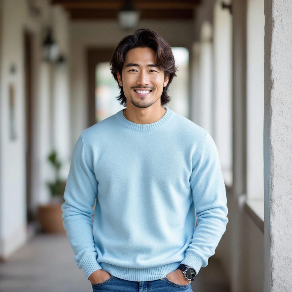 Joyful South Korean Man in Cinematic Portrait