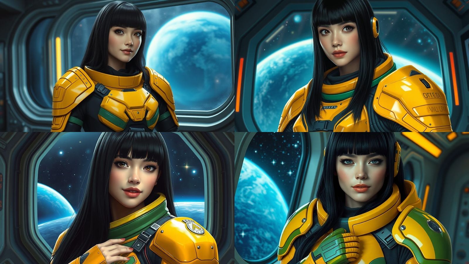 Woman in Space Armor, Acrylic Art Style