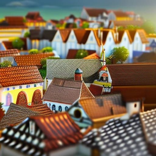 Miniature Church Scene in Dreamy Tilt-Shift