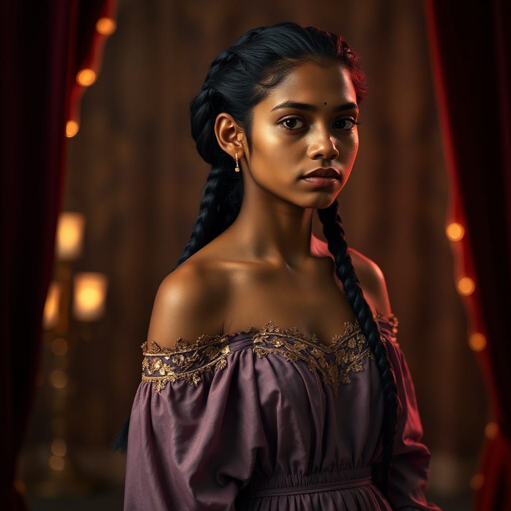 Portrait of Sri Lankan Woman in Dramatic Lighting