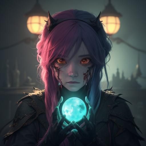 Kawaii Horror Portrait in Moe Anime Style