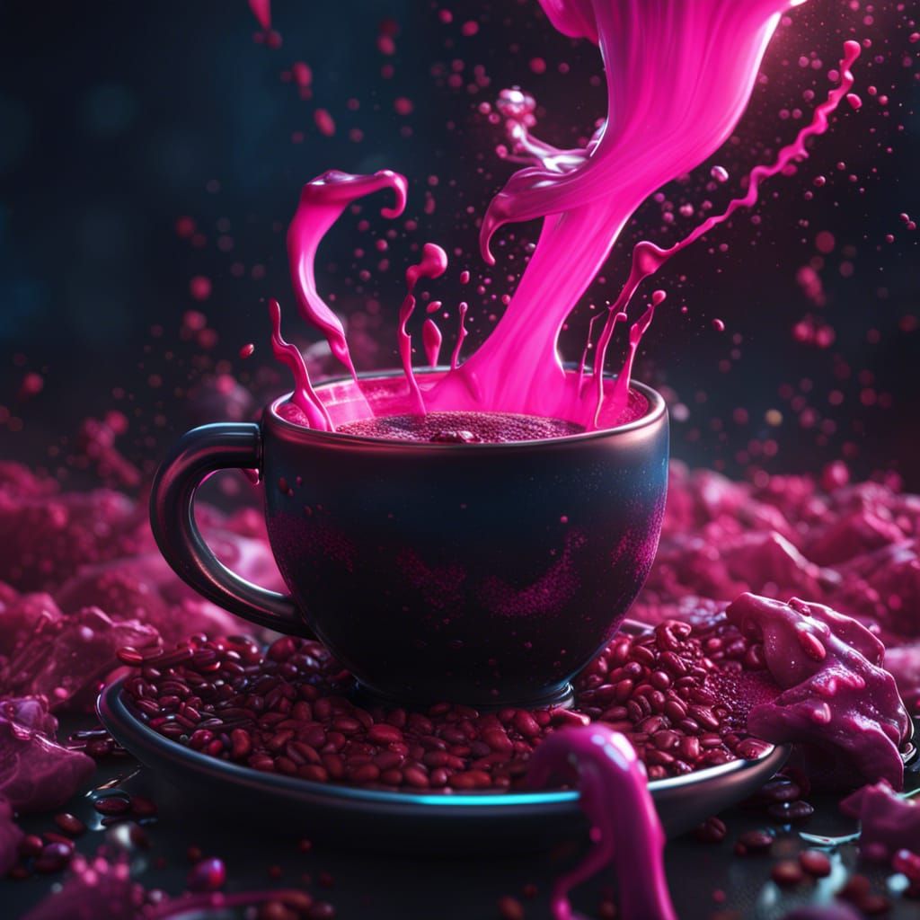 Colorful Black Coffee Drip in Fantasy Art Style