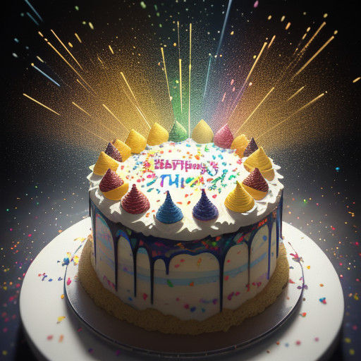 Vibrant Birthday Cake in Unreal Engine 5 Style