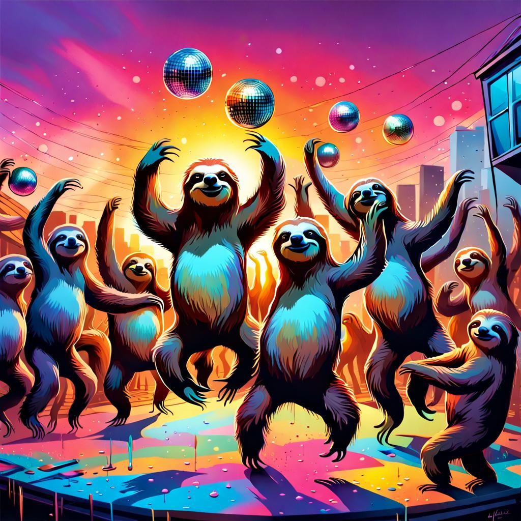 Sloth Disco Party: Graffiti Street Art