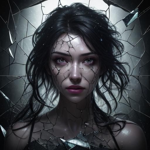 Shattered Glass Portrait in Hyper-Realistic Digital Art