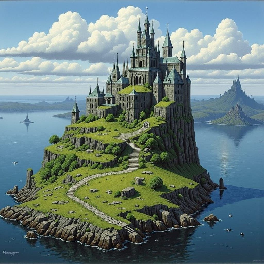 High Vantage Point Overlooking Merc Lake and Domed Island Ci...