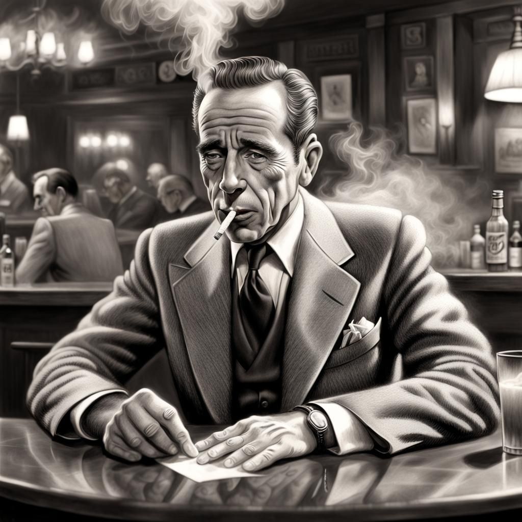 Hyperrealistic Graphite Drawing of Humphrey Bogart