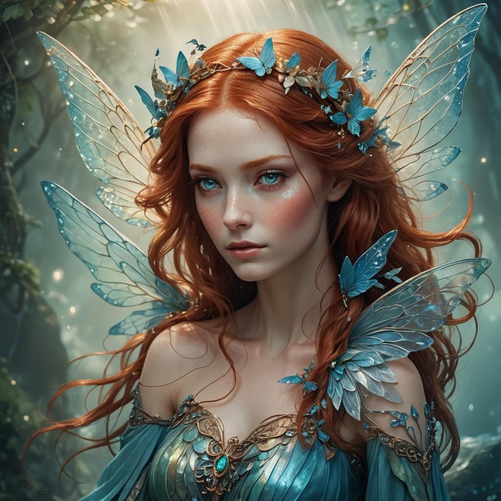 Red-Haired Fairy Portrait in Digital Fantasy Art