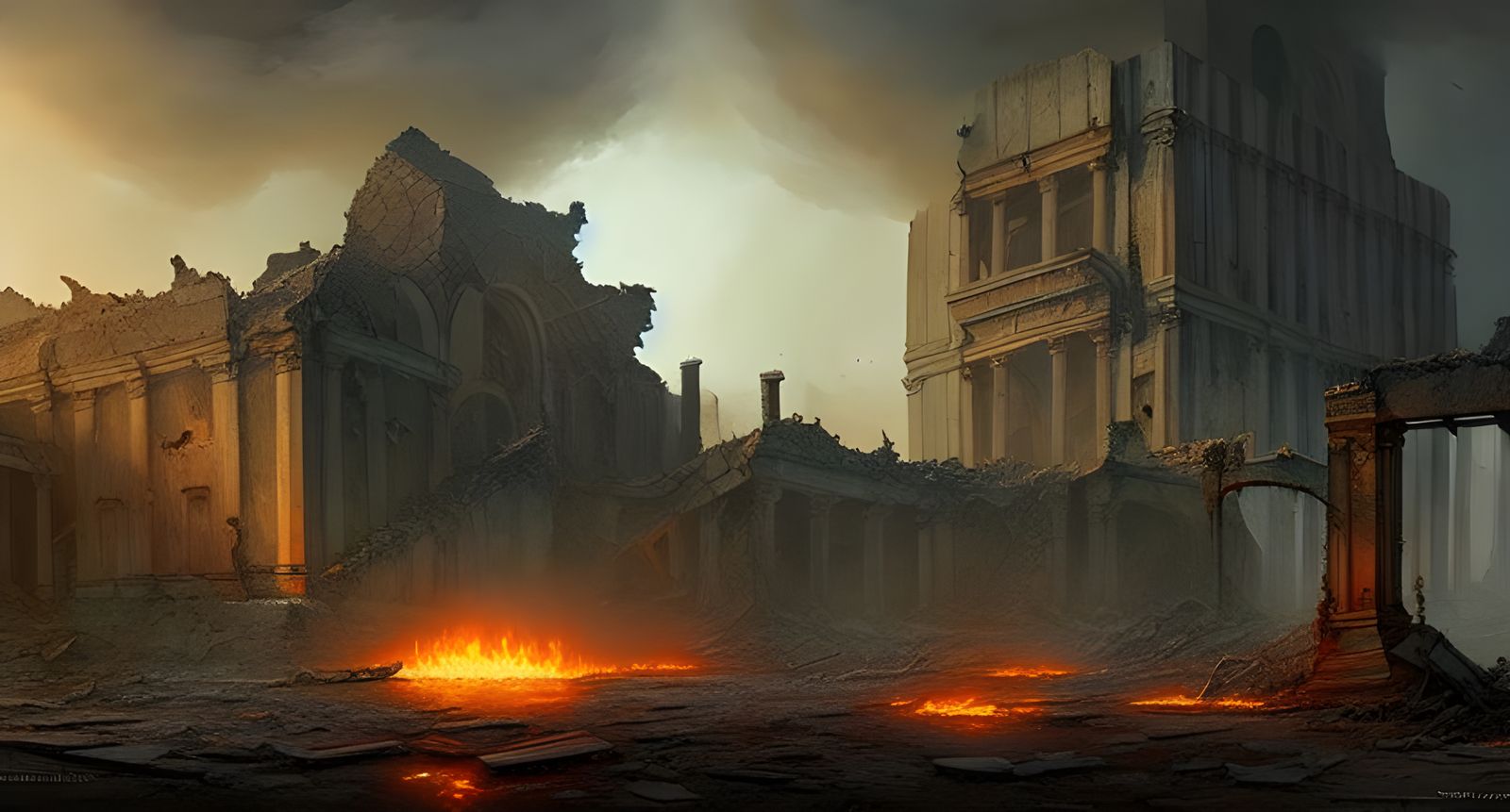 Detailed Post-Apocalyptic World in Ruins