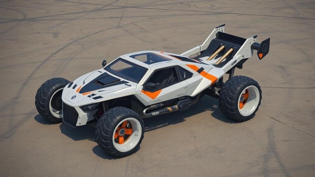 Futuristic Cyberpunk Buggy with Chevron Markings