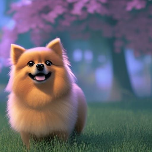 Pixar Disney style Pomeranian