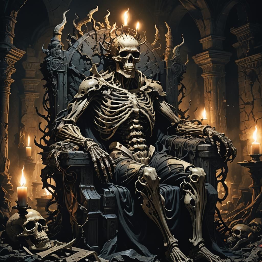 Monstrous Organism on Throne in Dark Fantasy Style