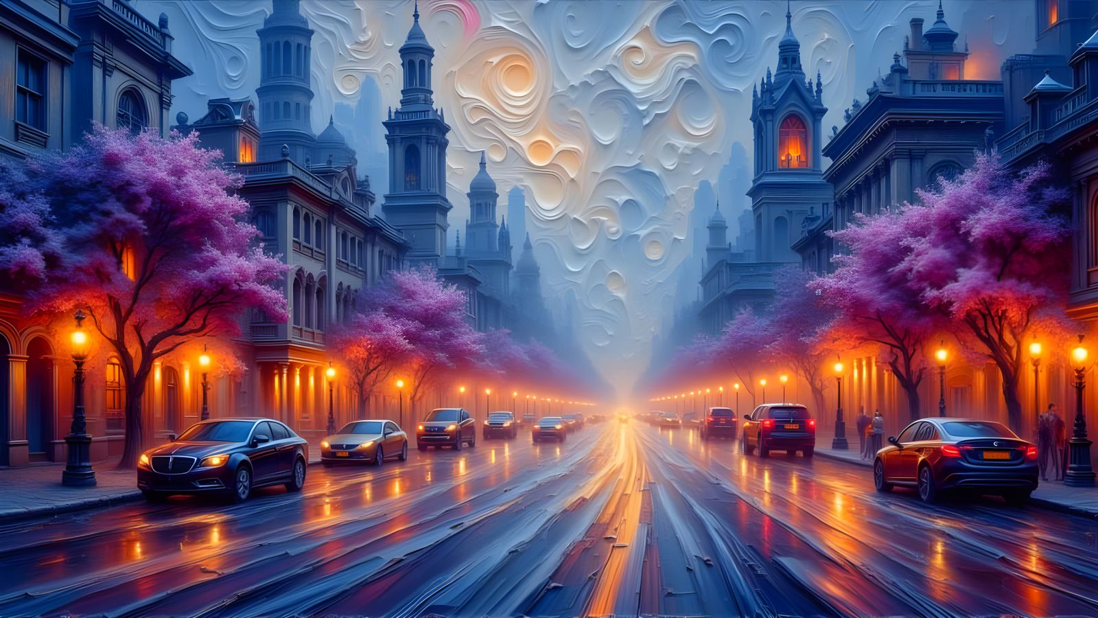 Dreamy Blurred Cityscape in Hazy Color