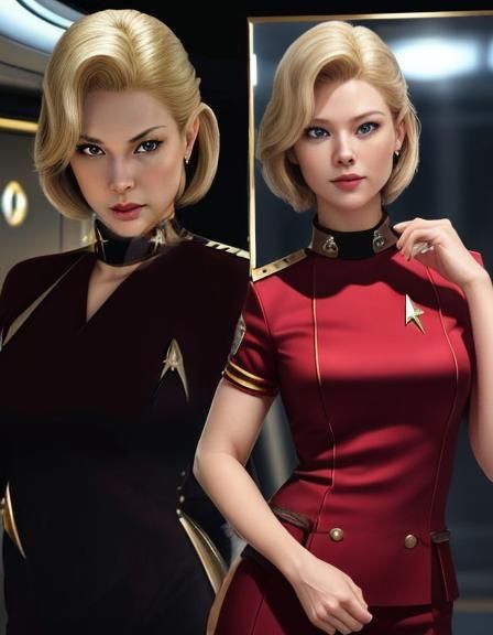 Jennifer Lien as Kess from Star Trek Voyager. with an alternate mirror version..