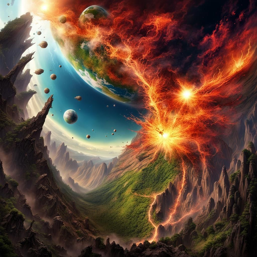 Exploding Earth: A Vibrant Fantasy Scene