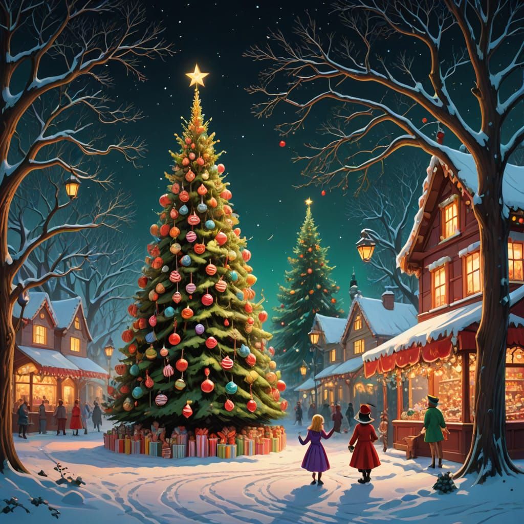 Surreal Whimsical Wonderland Christmas Fantasy in Candy Art...