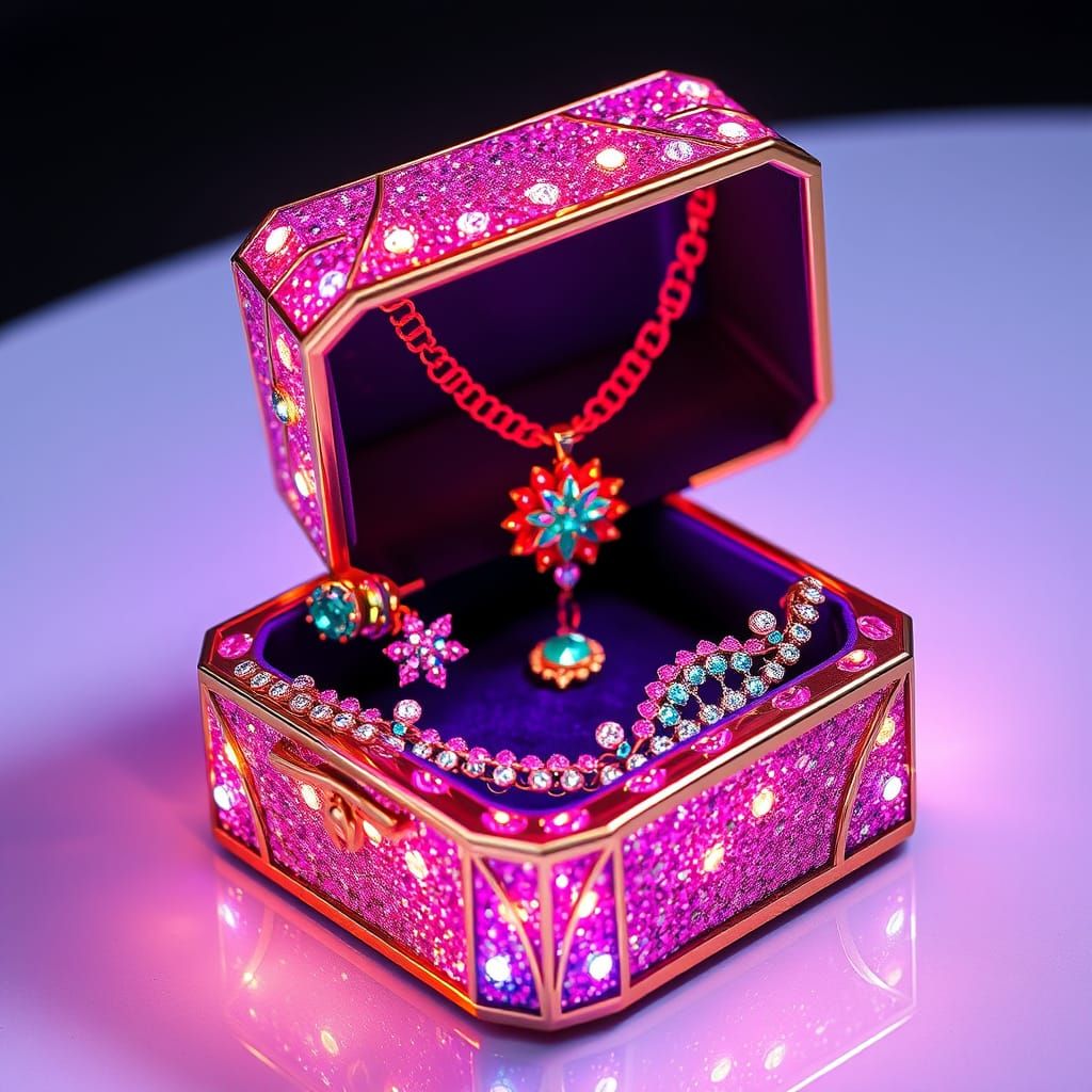 Glitter Jewelry Sparkles in Neon Jewel Box