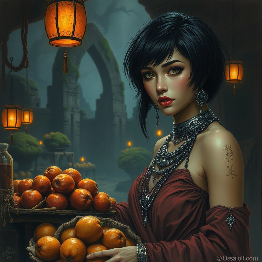Twilight Market: Thai Woman in Dark Fantasy Art