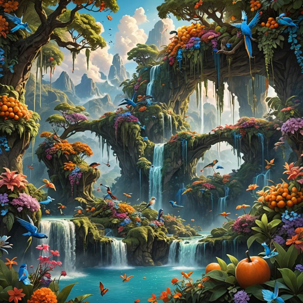 Lush Island in the Sky: Fantasy Concept Art