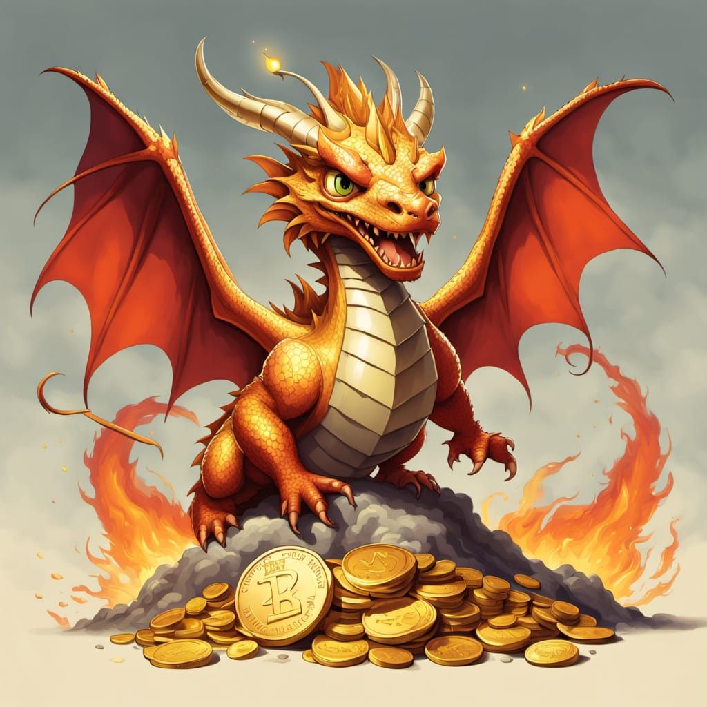 Confused Dragon Cartoon Illustration with Googly Eyes