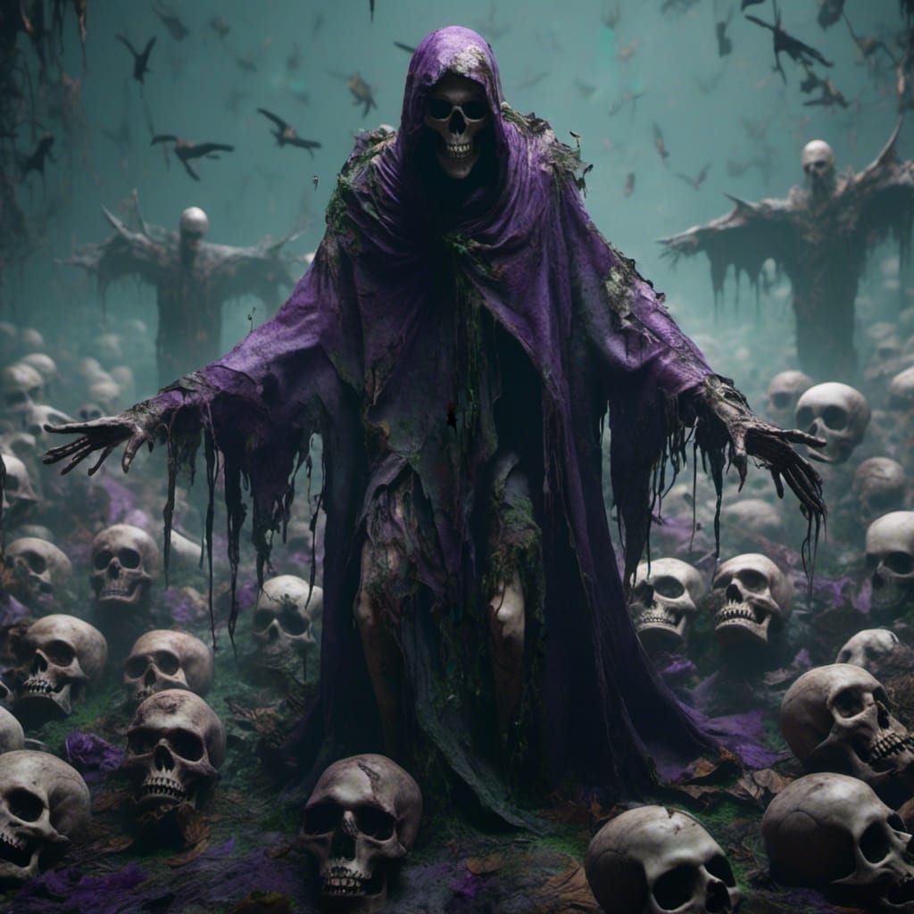 Macabre Fairy with Skulls in 3D Cinematic Style