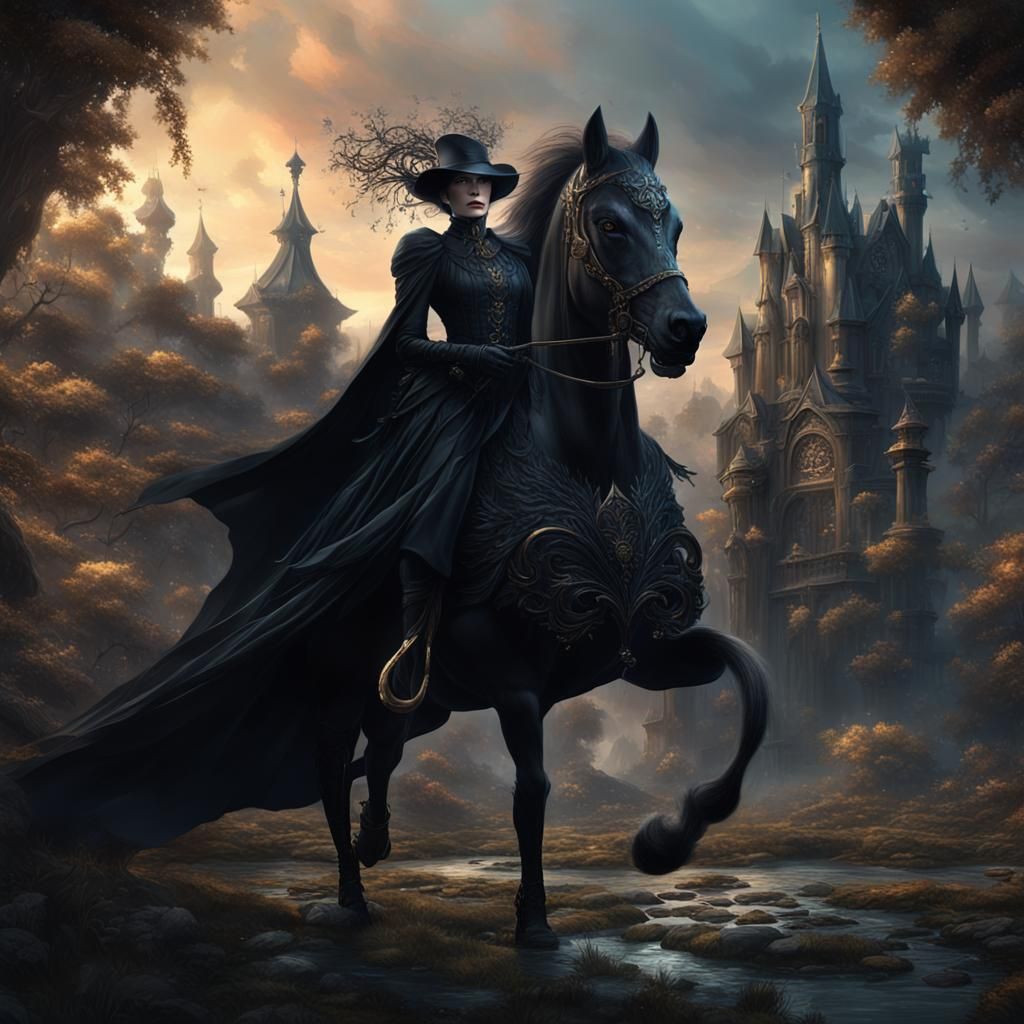 Fantastical Lady in Black Matte Painting