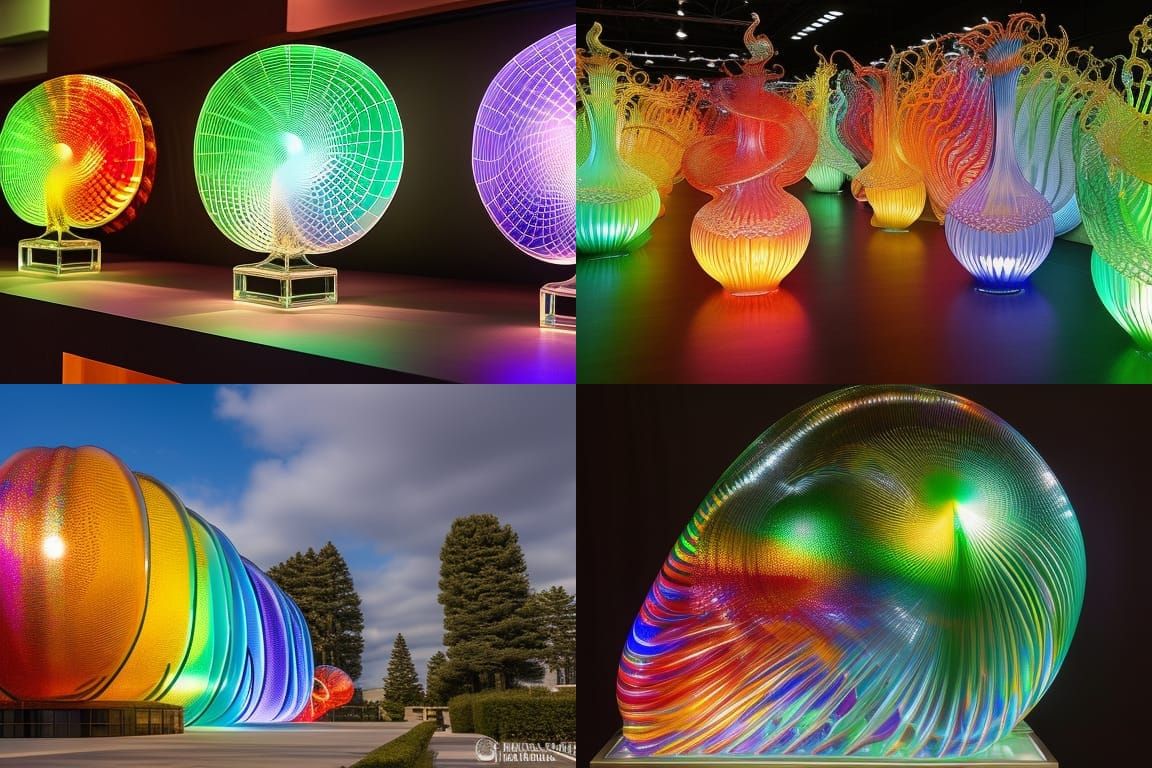 Glass Female Thinker Sculpture with Rainbow Light