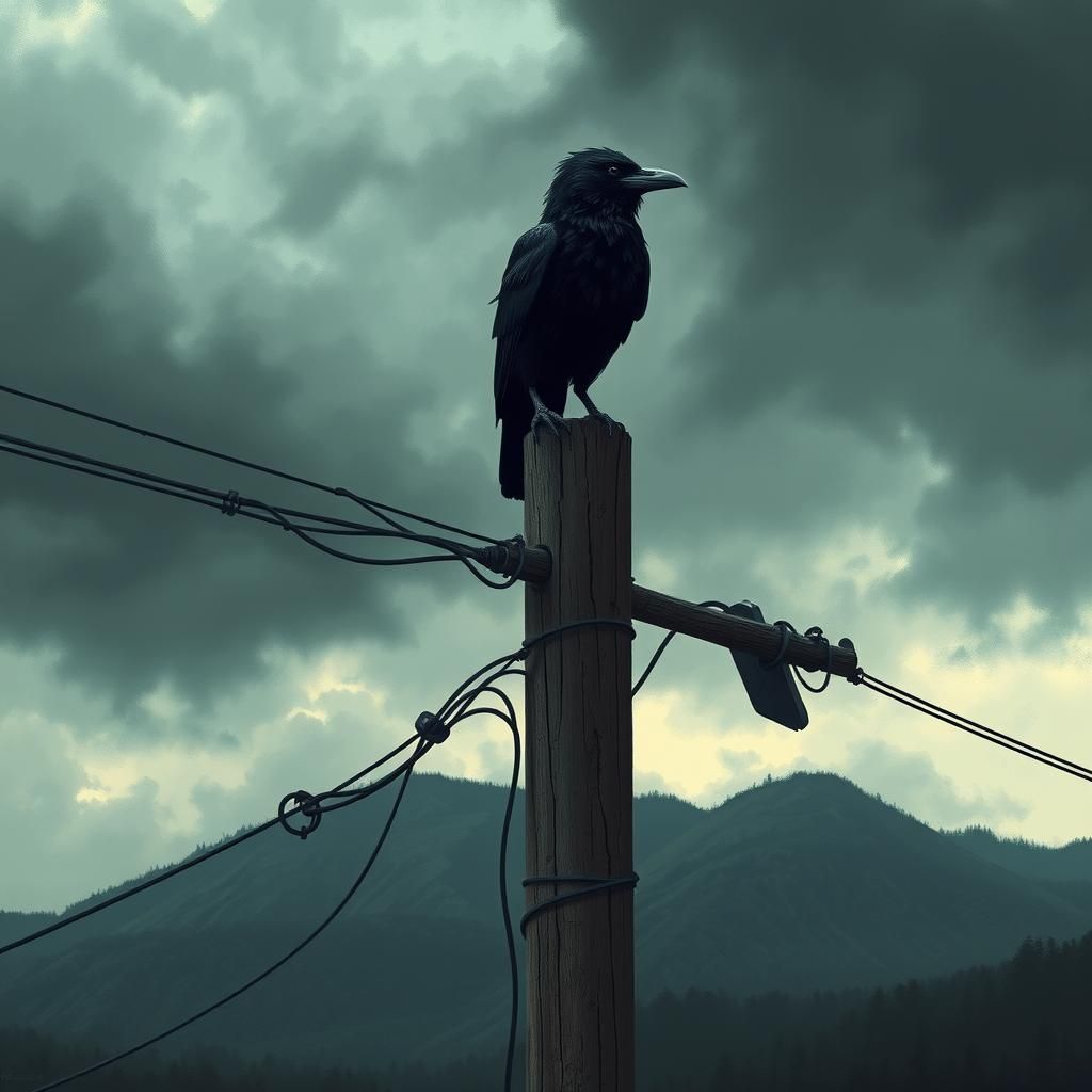 Majestic Crow Amidst Ominous Skies