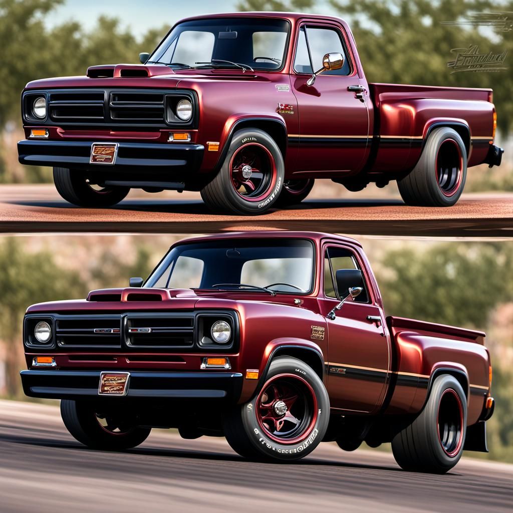 Custom 1989 Dodge D100 Racing Truck in Matte Painting Style