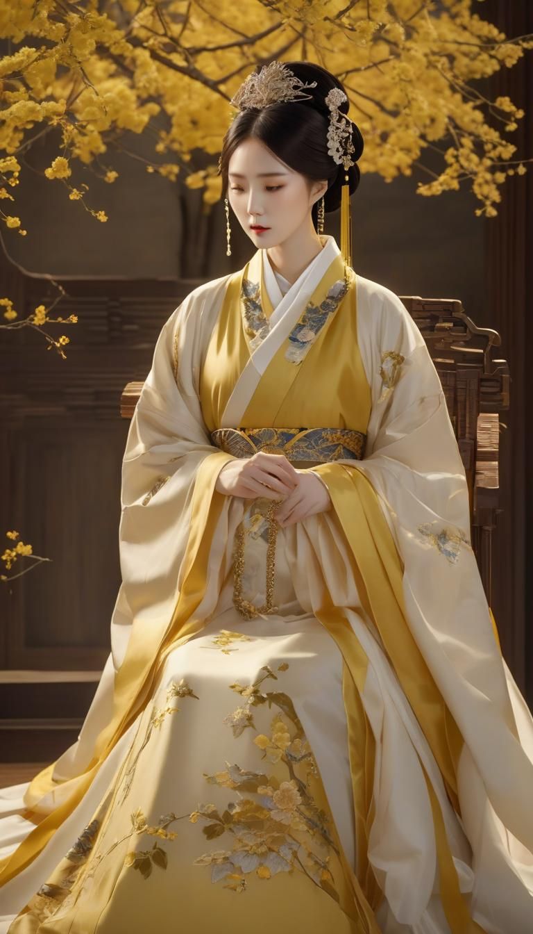 Korean Empress with Kintsugi Details in 8k