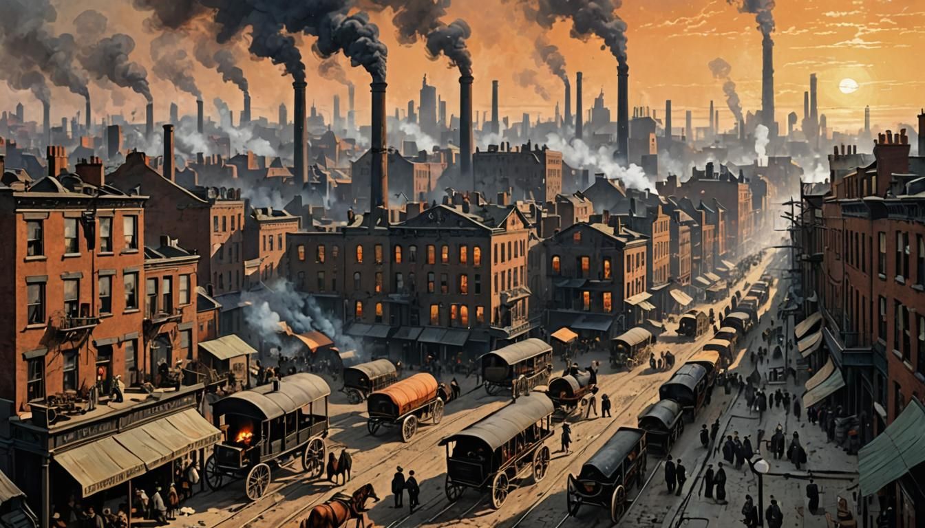 Industrial Metropolis: 19th Century Cityscape in Gritty Real...