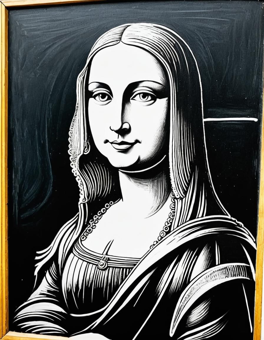 Mona Lisa Caricature in Chalk Drawing