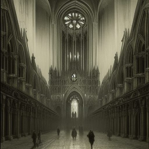 Notre Dame Cathedral: Gothic Horror Illustration