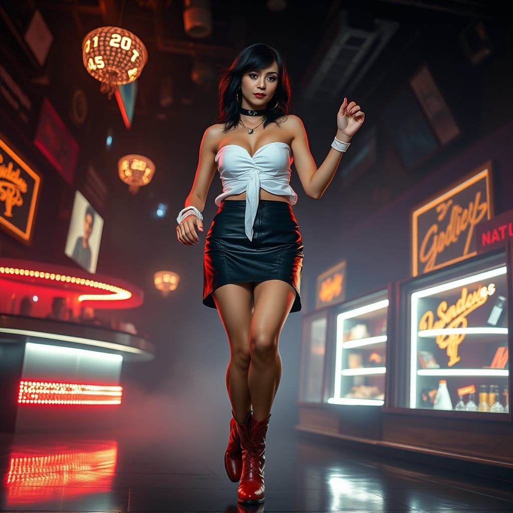 Sleek Tifa Lockhart Dances the Night Away in Cyberpunk Club