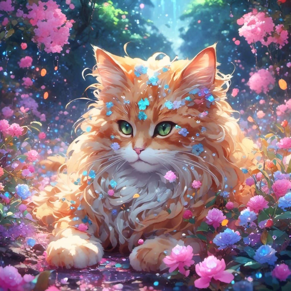 Ginger Kitten in Candyland Wonderland: Impasto Oil Painting
