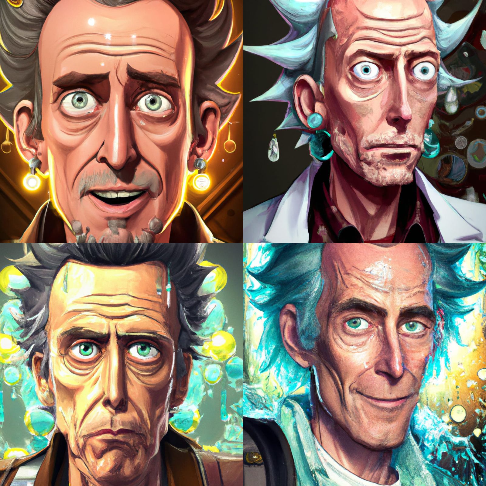 the fonz portrayed as rick from rick and morty head and shoulders portrait, 8k resolution concept art portrait by Greg R...