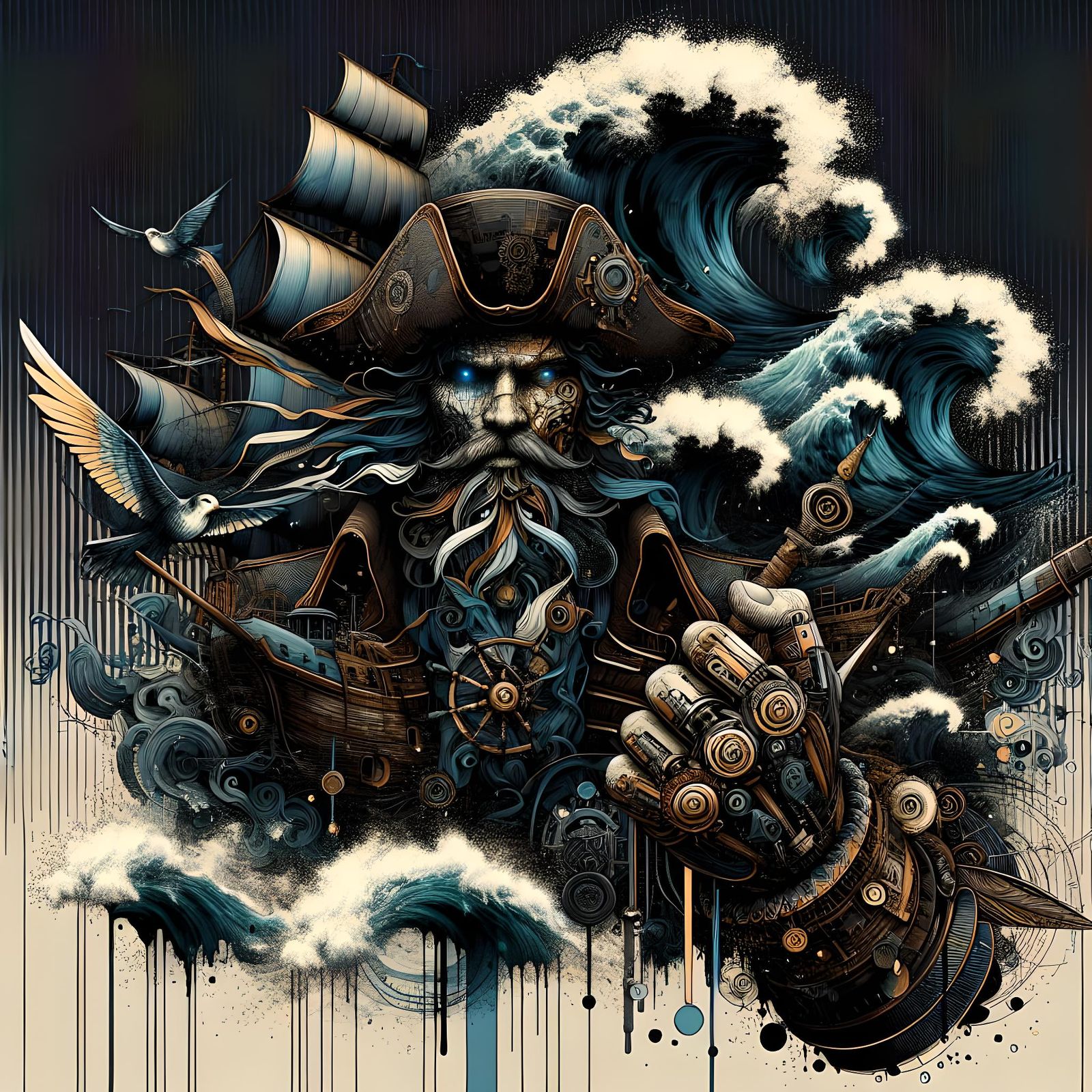 Steampunk Pirate Sea God Concept Art