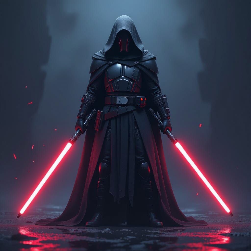 Star Wars Figure with Double Lightsaber in Dark Fantasy Styl...