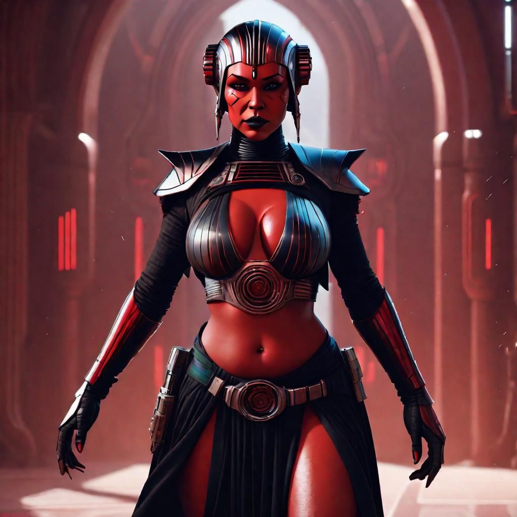 Alluring Sith Warrior: Detailed Matte Painting