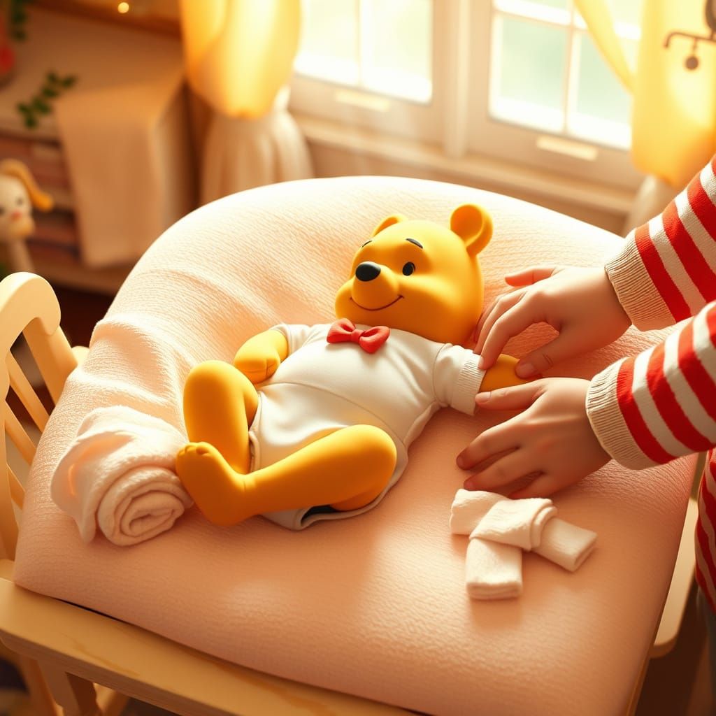 Whimsical Winnie the Pooh Nursery Scene in Hyper-Realistic S...