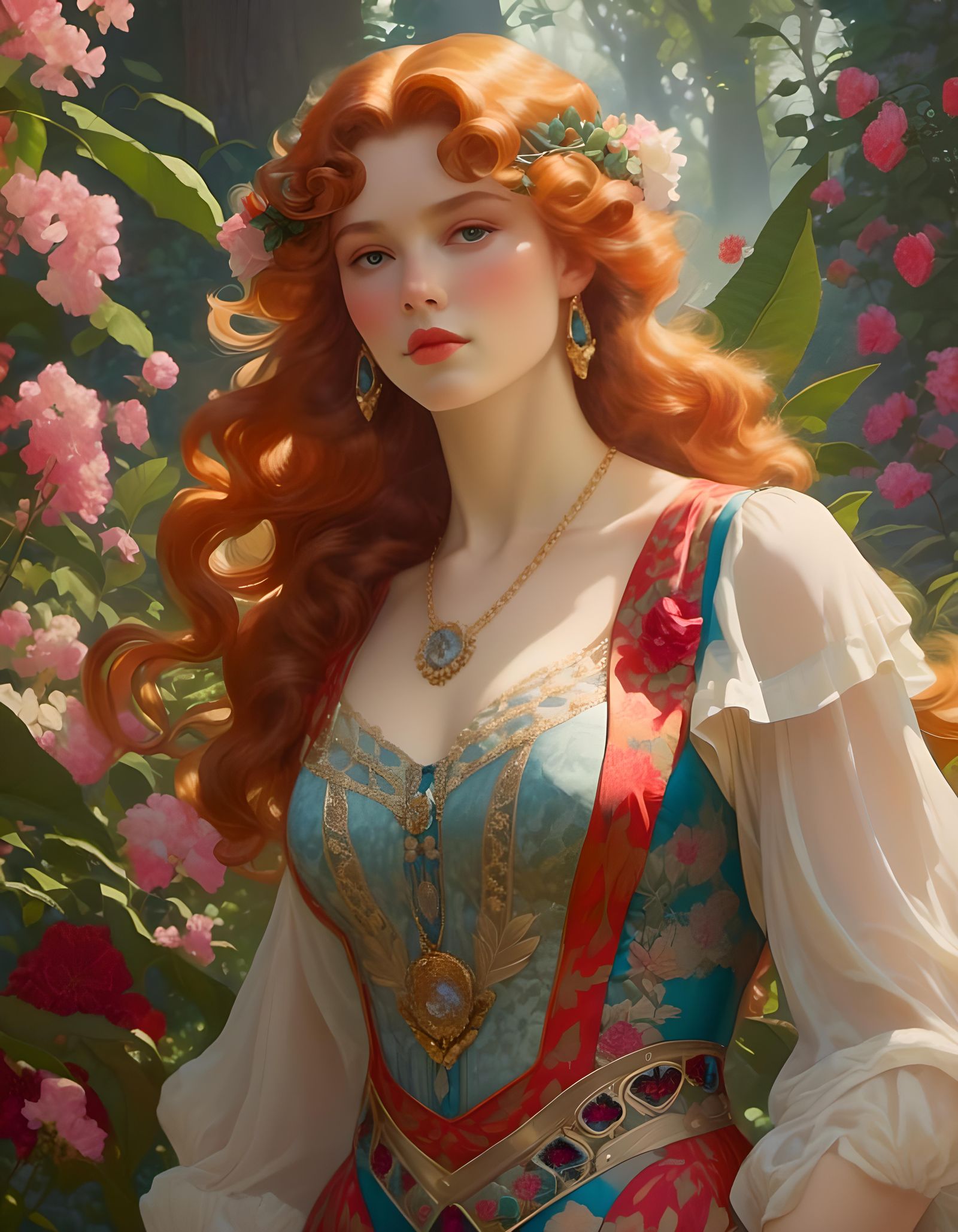 Art Nouveau Male Portrait in Dynamic Pose