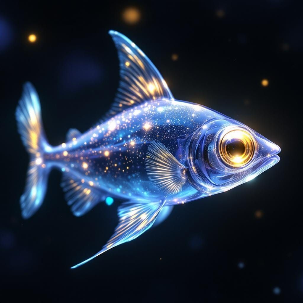 Lunar Mirrorfish in Crystal Lagoon, Dark Fantasy Art