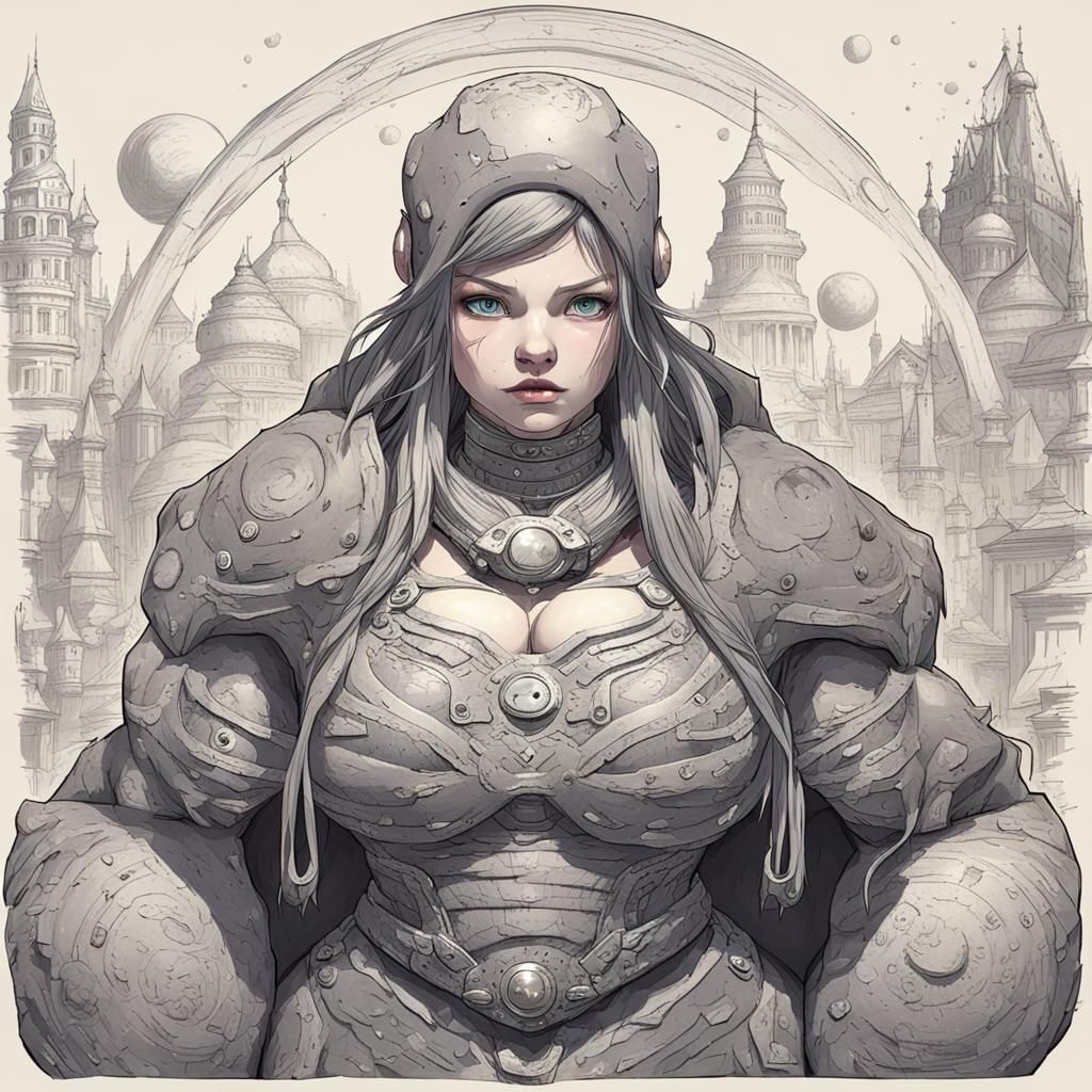 Stylized Humanoid Figure with Exaggerated Anatomy