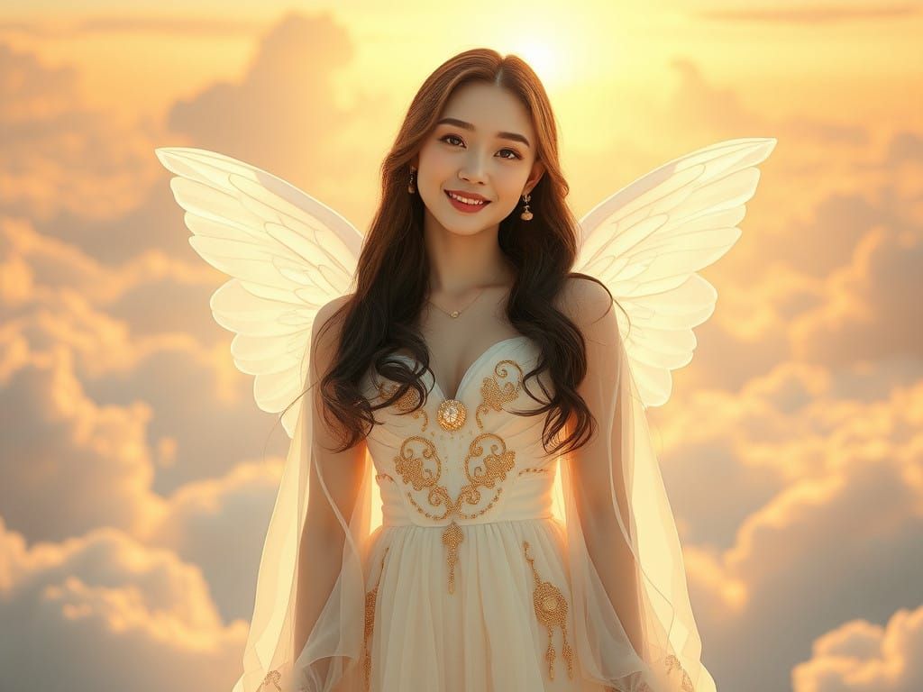 Golden Angel with Serene Smile