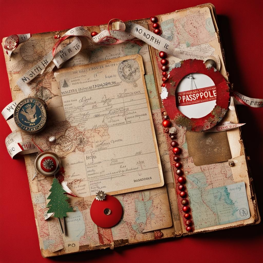 North Pole Passport in Mixed Media Collage