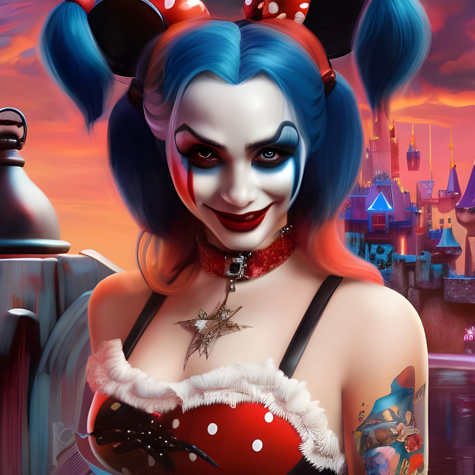 Harley Quinn as Minnie Mouse in Disneyland