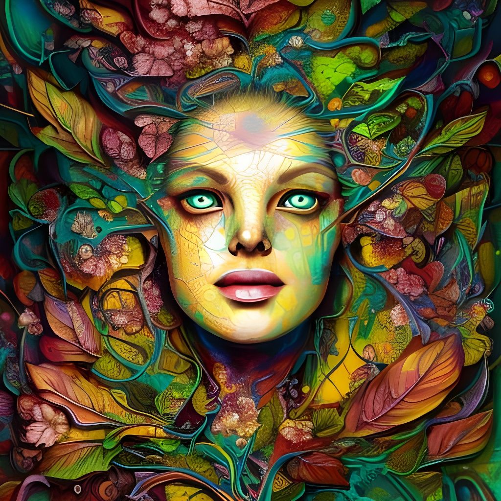 Dynamic Autumnal Blossoms in Metaphysical Expressionism