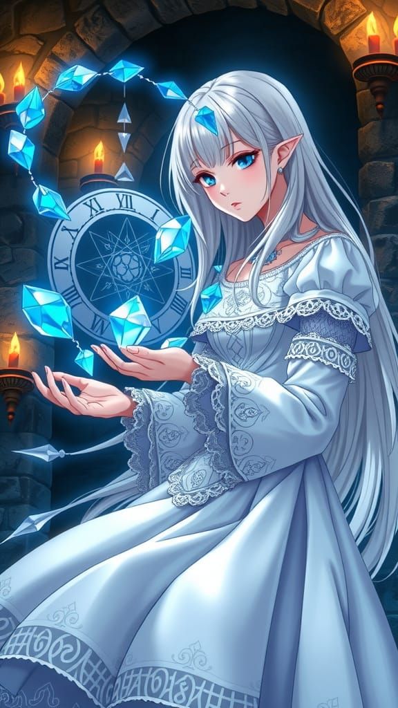 Ethereal Gothic Anime Goddess Weaves Spell