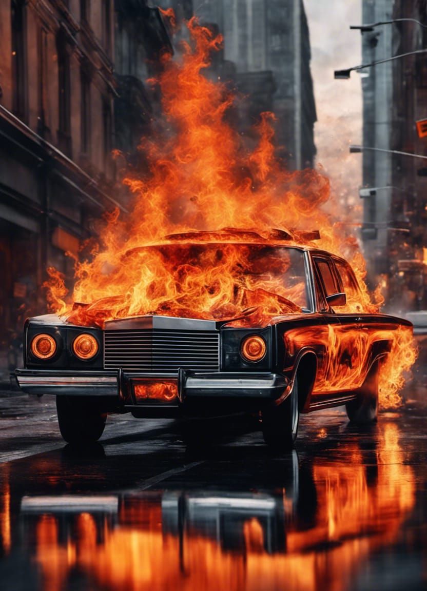 Flaming Car