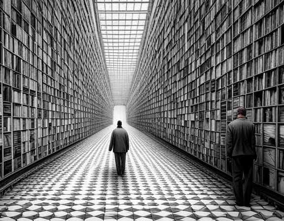 Escher Style Optical Illusion with Light Rays